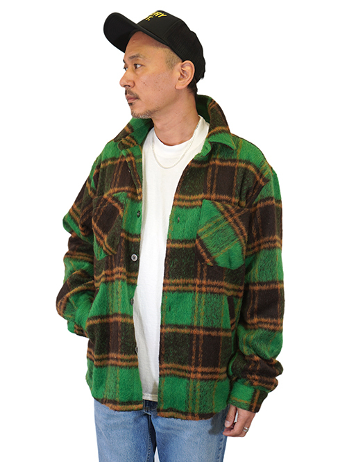 EPTM SLIT FLANNEL SHIRT JACKET-Green