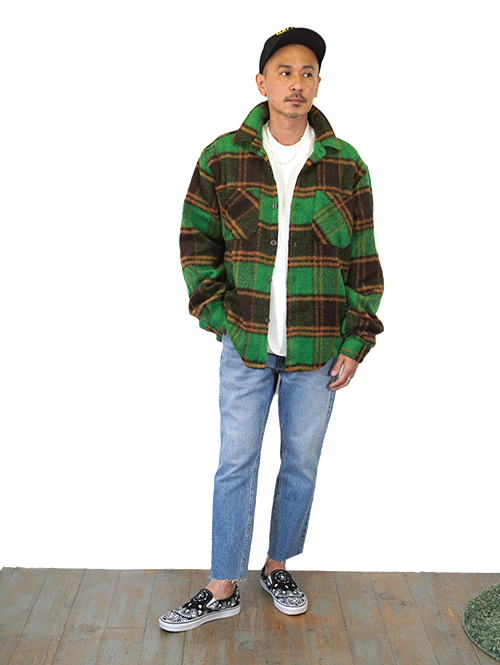 EPTM SLIT FLANNEL SHIRT JACKET-Green
