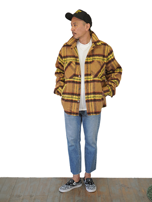 EPTM SLIT FLANNEL SHIRT JACKET-Mustard