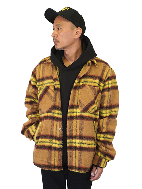 EPTM SLIT FLANNEL SHIRT JACKET-Mustard