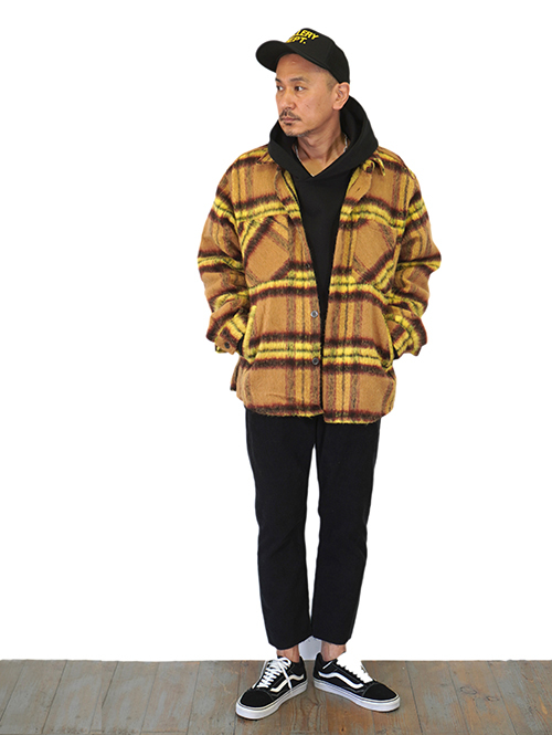 EPTM SLIT FLANNEL SHIRT JACKET-Mustard