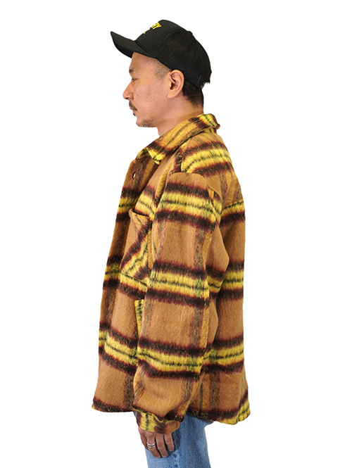 EPTM SLIT FLANNEL SHIRT JACKET-Mustard