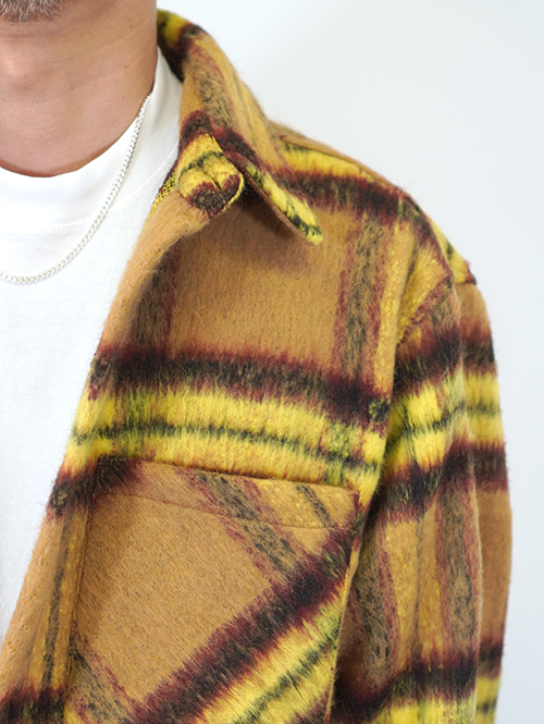 EPTM SLIT FLANNEL SHIRT JACKET-Mustard