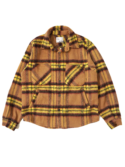 EPTM SLIT FLANNEL SHIRT JACKET-Mustard