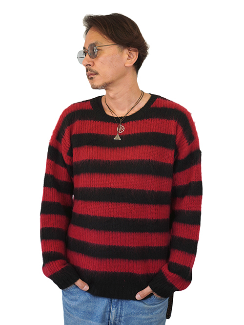 CAL O LINE SAFARI掲載 モヘア クルーネック Black/Red