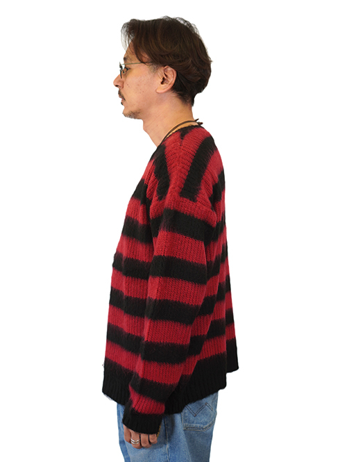 CAL O LINE SAFARI掲載 モヘア クルーネック Black/Red