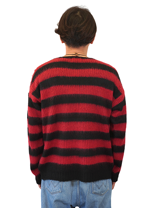 CAL O LINE SAFARI掲載 モヘア クルーネック Black/Red