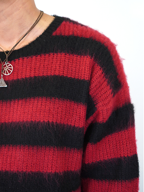 CAL O LINE SAFARI掲載 モヘア クルーネック Black/Red