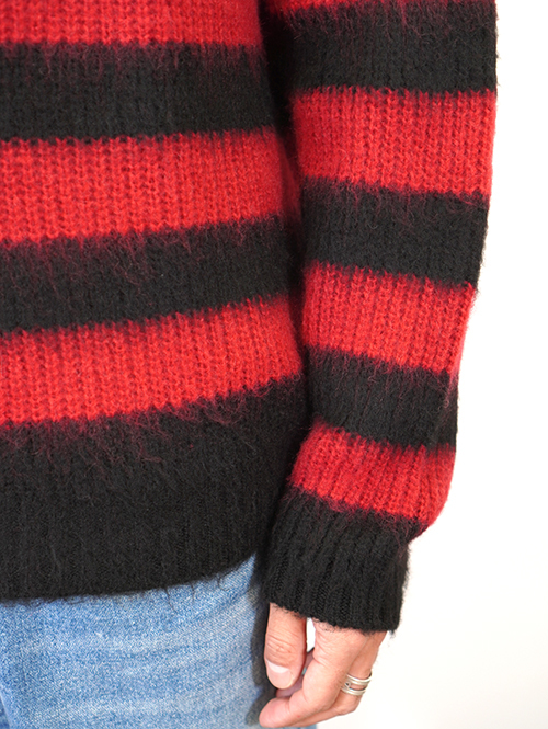 CAL O LINE SAFARI掲載 モヘア クルーネック Black/Red