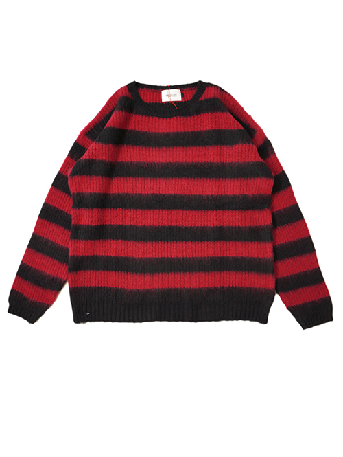 CAL O LINE SAFARI掲載 モヘア クルーネック Black/Red