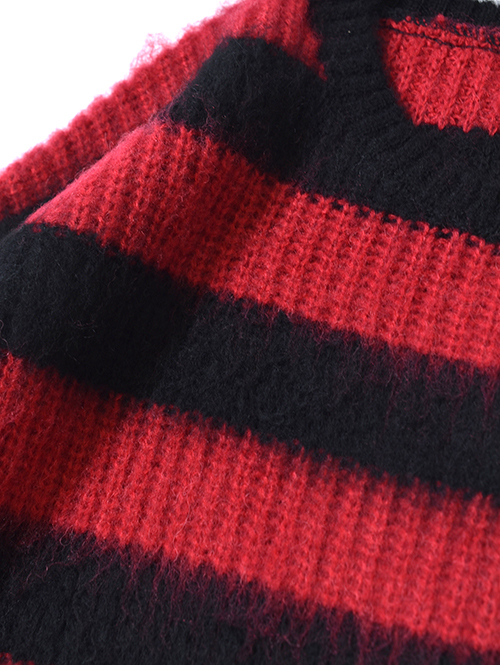 CAL O LINE SAFARI掲載 モヘア クルーネック Black/Red