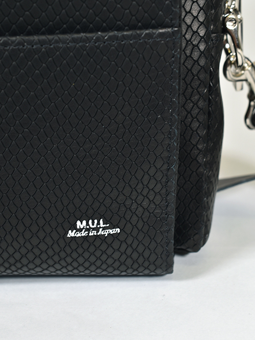 M.U.L Leather ショルダーバッグ リザード型押しレザー Black