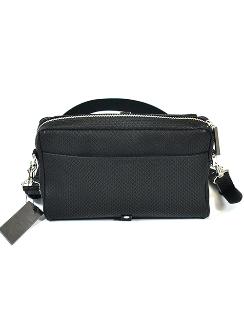 M.U.L Leather ショルダーバッグ リザード型押しレザー Black