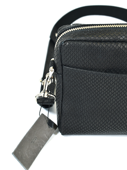 M.U.L Leather ショルダーバッグ リザード型押しレザー Black