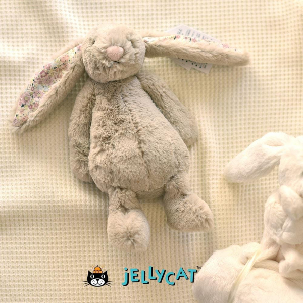 【Sサイズ/18cm 】Jellycat Blossom Bea Beige Bunny　Sサイズ　ブロッサム バニー　花柄 ベージュ バニー　小花 耳　お花の耳 うさぎのぬいぐるみ