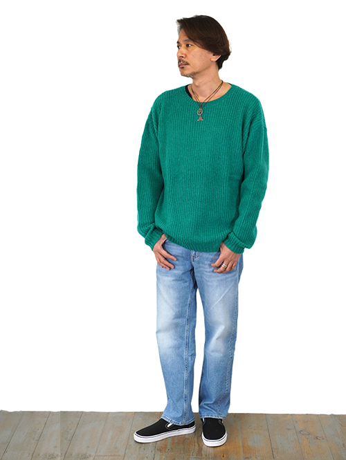 CAL O LINE SAFARI掲載 モヘア クルーネック Green