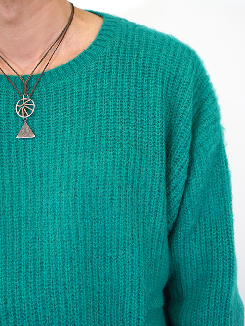 CAL O LINE SAFARI掲載 モヘア クルーネック Green