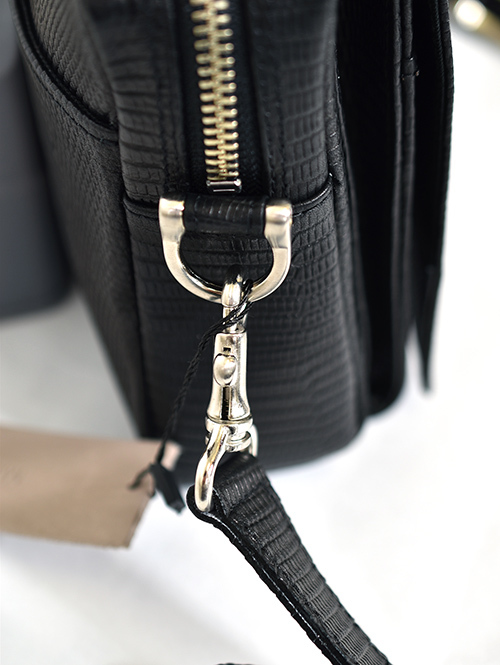 M.U.L Leather ショルダーバッグ リザード型押しレザー Black