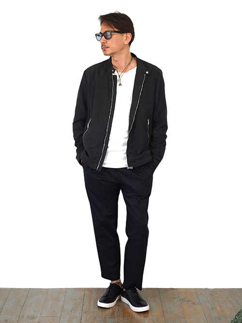 SSEINSE シングルライダース パンチングフェイクレザー Black