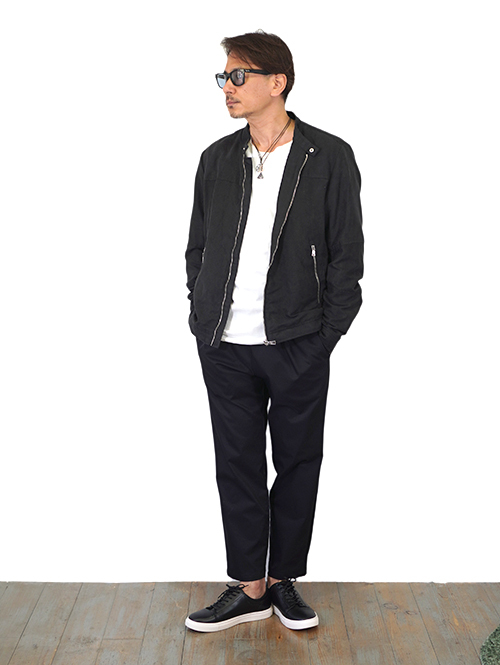 SSEINSE シングルライダース パンチングフェイクレザー Black