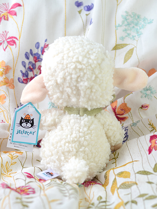 Jellycat Fuzzkin Lamb FUZ3L 緑のリボン 羊 ひつじ ぬいぐるみ を通販