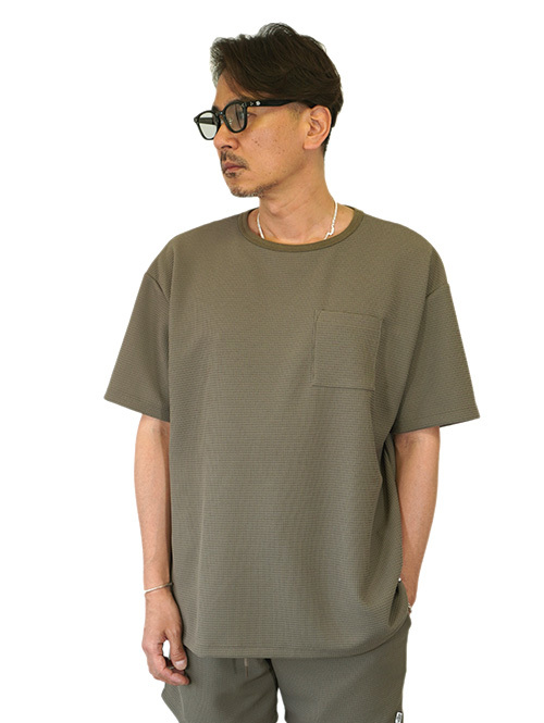 TURN ME ONS/S PKT ワッフルTEE khaki