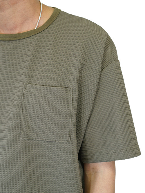 TURN ME ONS/S PKT ワッフルTEE khaki
