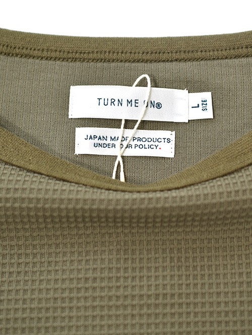 TURN ME ONS/S PKT ワッフルTEE khaki