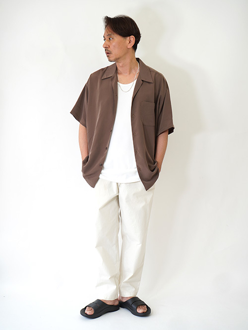 CAL TOP オープンカラー シャツ - Brown