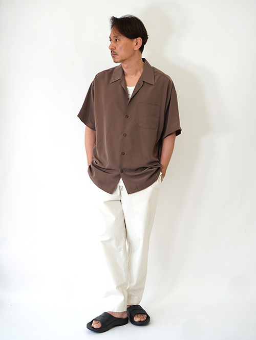 CAL TOP オープンカラー シャツ - Brown