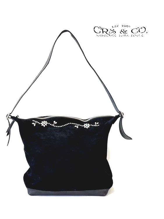 CROSSED  ARROWS フラワースタッズ　 レザーショルダーバッグ 　BLACK