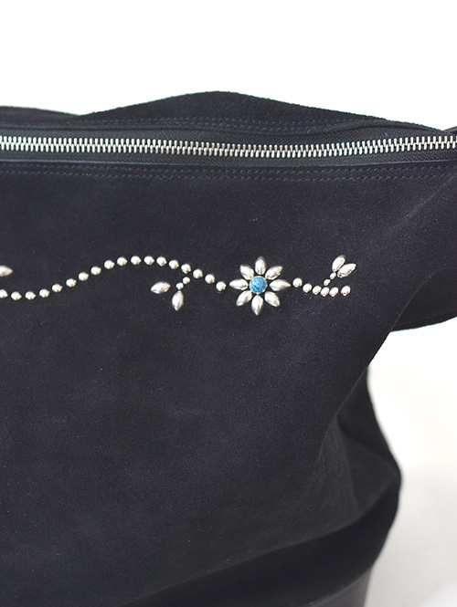 CROSSED  ARROWS フラワースタッズ　 レザーショルダーバッグ 　BLACK