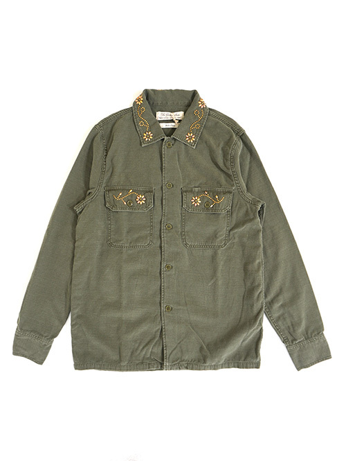 REMI RELIEF Flower Studded Militaly Shirts Khaki