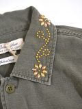 REMI RELIEF Flower Studded  Militaly Shirts Khaki