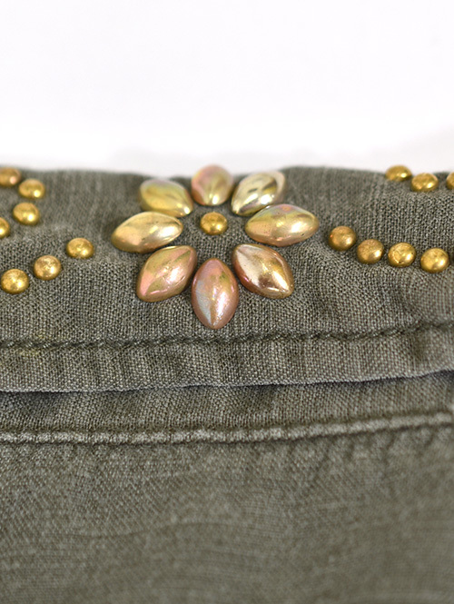 REMI RELIEF Flower Studded Militaly Shirts Khaki