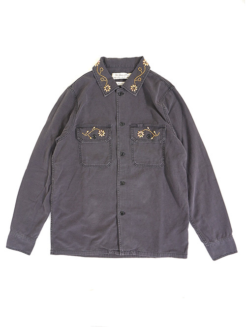 REMI RELIEF Flower Studded Militaly Shirts Black