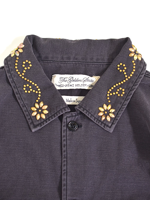 REMI RELIEF Flower Studded  Militaly Shirts Black