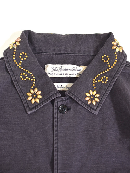 REMI RELIEF Flower Studded Militaly Shirts Black