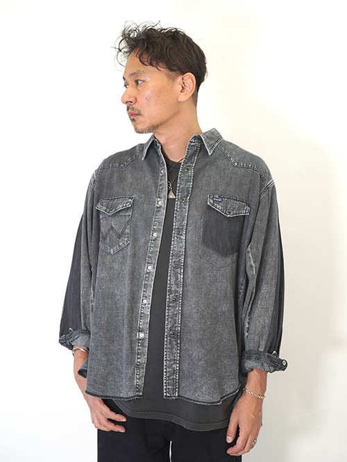 Wrangler REMAKE DENIM SHIRT - Black Denim