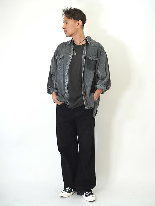 Wrangler REMAKE DENIM SHIRT - Black Denim