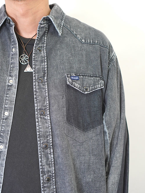 Wrangler REMAKE DENIM SHIRT - Black Denim