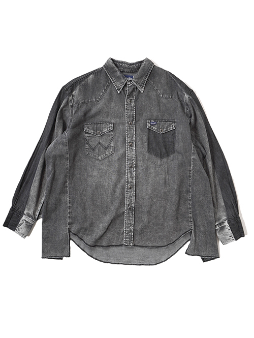 Wrangler REMAKE DENIM SHIRT - Black Denim