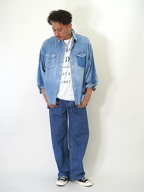 Wrangler REMAKE DENIM SHIRT - Blue Denim