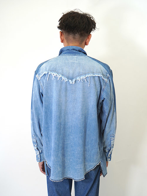 Wrangler REMAKE DENIM SHIRT - Blue Denim