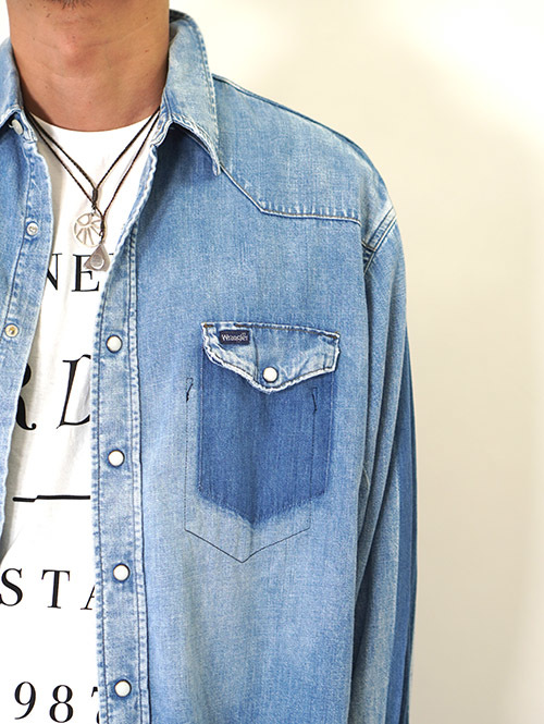 Wrangler REMAKE DENIM SHIRT - Blue Denim