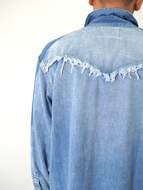 Wrangler REMAKE DENIM SHIRT - Blue Denim