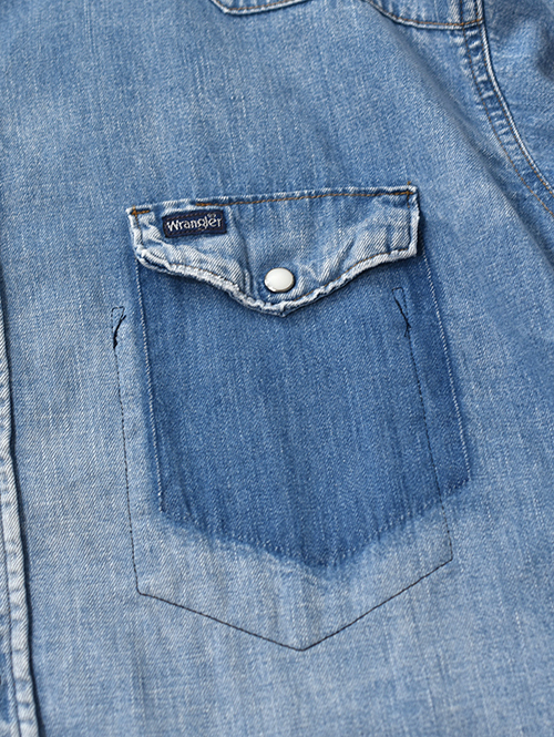 Wrangler REMAKE DENIM SHIRT - Blue Denim