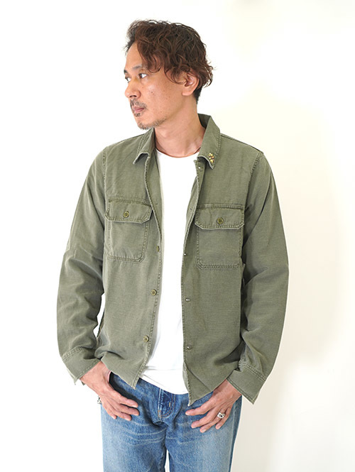 REMI RELIEF(レミリリーフ)Small Flower Studded Militaly Shirts Khaki