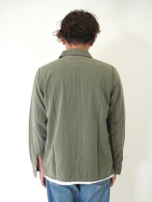 REMI RELIEF(レミリリーフ）Small  Flower Studded  Militaly Shirts Khaki