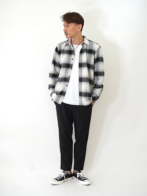 SSEINSE Flannel Ombre Check Shirts Black